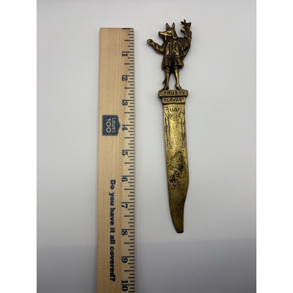 VINTAGE WINCHESTER TRUSTY SERVANT 1387 BRASS LETTER‎ OPENER PEERAGE ENGLAND - Picture 6 of 6